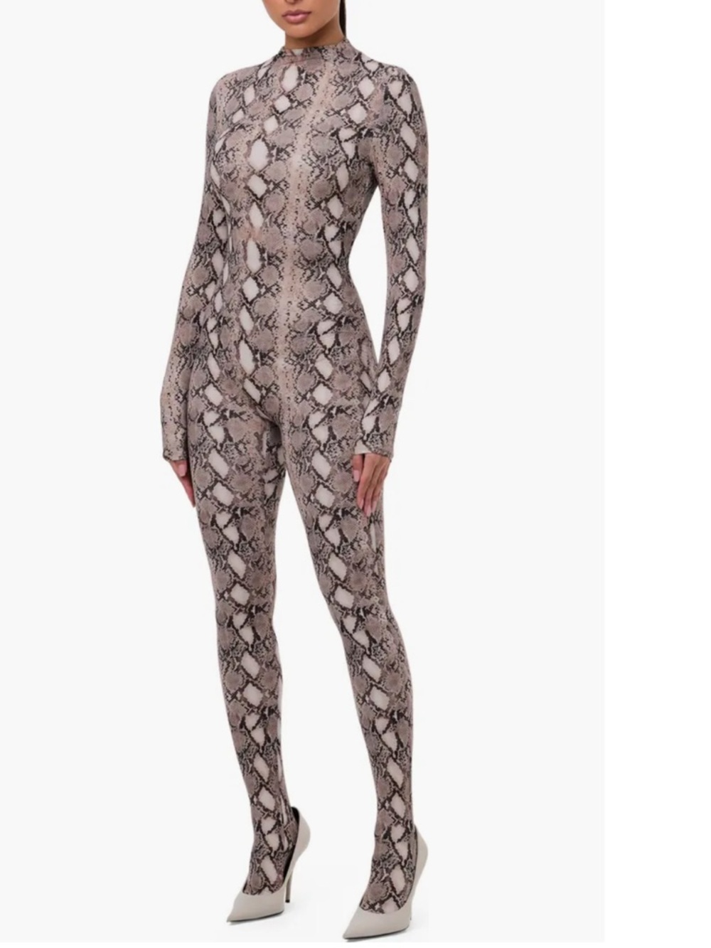 Naked wardrobe Snake animal Print Long Sleeve close toe Jumpsuit - Picture 4 of 7